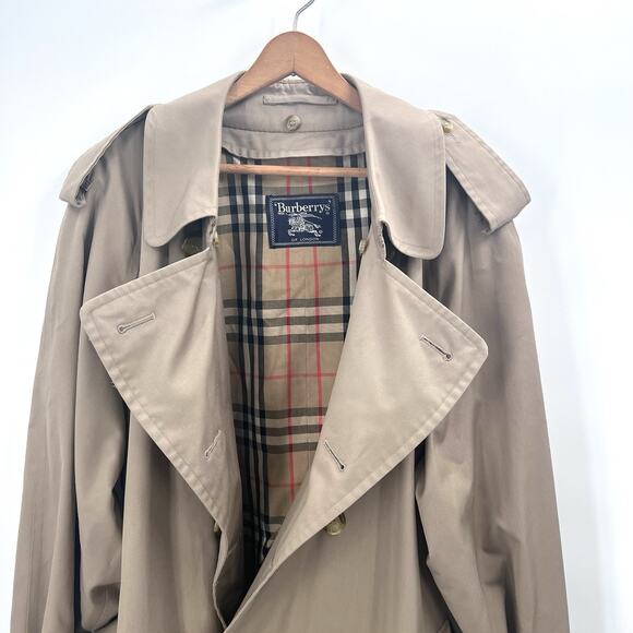 Vintage Burberrys of London Tan Trench Coat with Nova Check Lining Mens 44 - Picture 2 of 16